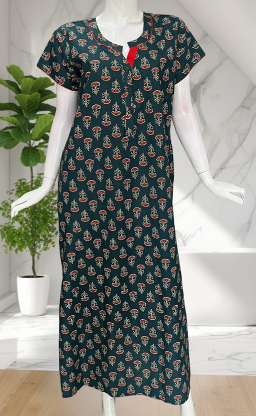 Indigo Blue Flora Pure Cotton Nighty. Pure Durable Cotton | Laces and Frills