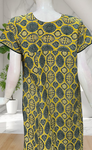 Yellow Ajrakh Pure Cotton Nighty. Pure Durable Cotton | Laces and Frills
