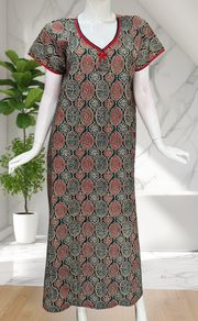Indigo Blue Ajrakh Pure Cotton Nighty. Pure Durable Cotton | Laces and Frills