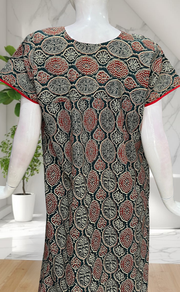 Indigo Blue Ajrakh Pure Cotton Nighty. Pure Durable Cotton | Laces and Frills
