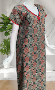 Indigo Blue Ajrakh Pure Cotton Nighty. Pure Durable Cotton | Laces and Frills