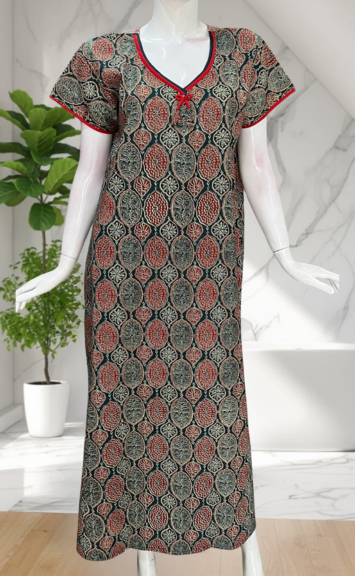 Indigo Blue Ajrakh Pure Cotton Nighty. Pure Durable Cotton | Laces and Frills