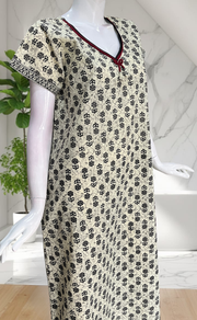 Off White Flora Pure Cotton Nighty. Pure Durable Cotton | Laces and Frills