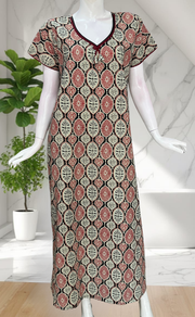 Black Ajrakh Pure Cotton Nighty. Pure Durable Cotton | Laces and Frills