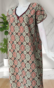 Black Ajrakh Pure Cotton Nighty. Pure Durable Cotton | Laces and Frills