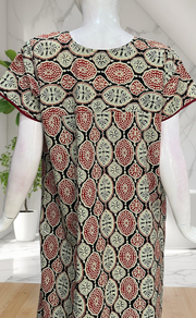 Black Ajrakh Pure Cotton Nighty. Pure Durable Cotton | Laces and Frills