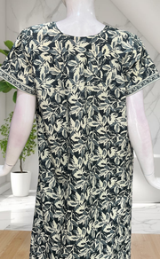 Grey Leafy Pure Cotton Nighty. Pure Durable Cotton | Laces and Frills