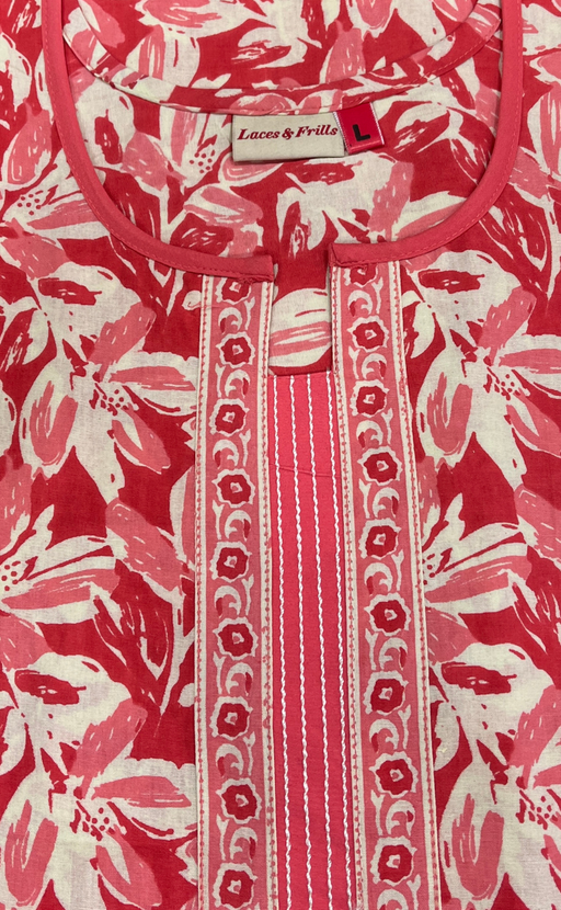 Peach Leafy Pure Cotton Nighty. Pure Durable Cotton | Laces and Frills