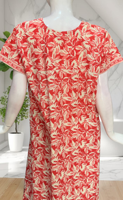 Peach Leafy Pure Cotton Nighty. Pure Durable Cotton | Laces and Frills