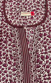 Wine Colour Leafy Pure Cotton Nighty. Pure Durable Cotton | Laces and Frills