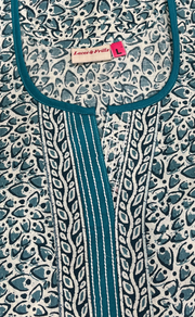 Sea Green Leafy Pure Cotton Nighty. Pure Durable Cotton | Laces and Frills