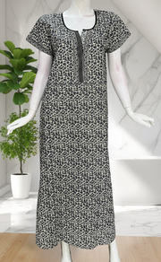 Grey Leafy Pure Cotton Nighty. Pure Durable Cotton | Laces and Frills