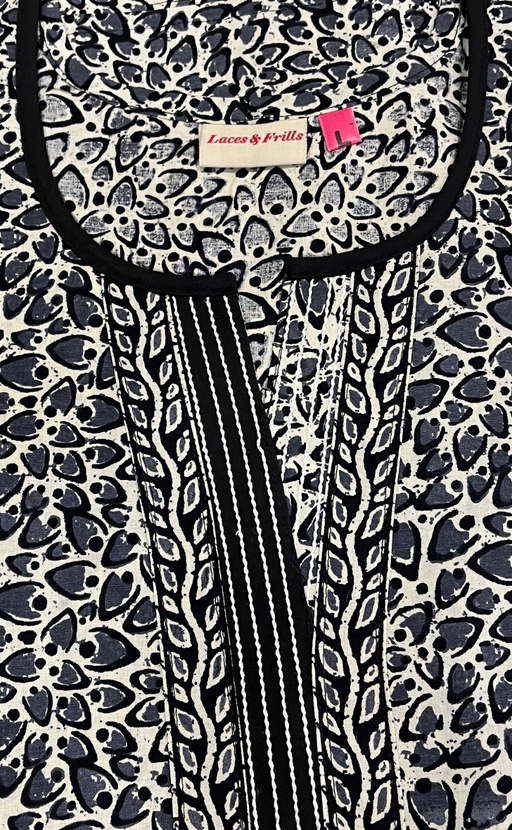 Grey Leafy Pure Cotton Nighty. Pure Durable Cotton | Laces and Frills