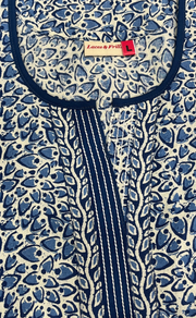 Blue Leafy Pure Cotton Nighty. Pure Durable Cotton | Laces and Frills