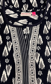 Black Ikkat Pure Cotton Nighty. Pure Durable Cotton | Laces and Frills