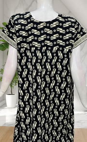 Black Ikkat Pure Cotton Nighty. Pure Durable Cotton | Laces and Frills