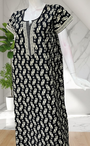Black Ikkat Pure Cotton Nighty. Pure Durable Cotton | Laces and Frills