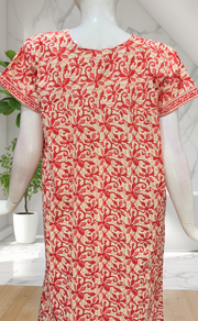 Peach Floral Pure Cotton Nighty. Pure Durable Cotton | Laces and Frills