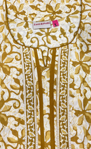 Yellow Floral Pure Cotton Nighty. Pure Durable Cotton | Laces and Frills