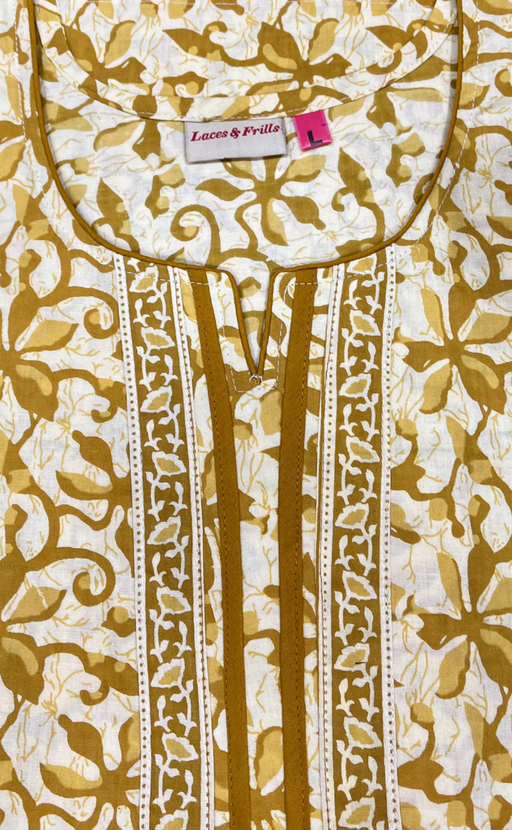 Yellow Floral Pure Cotton Nighty. Pure Durable Cotton | Laces and Frills