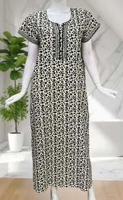 Off White Flora Pure Cotton Nighty. Pure Durable Cotton | Laces and Frills