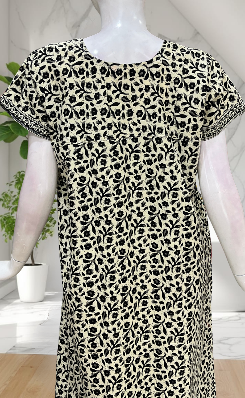 Off White Flora Pure Cotton Nighty. Pure Durable Cotton | Laces and Frills