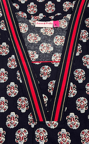 Black Flora Pure Cotton Nighty. Pure Durable Cotton | Laces and Frills