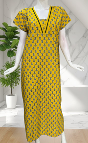Yellow Flora Pure Cotton Nighty. Pure Durable Cotton | Laces and Frills