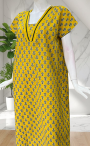 Yellow Flora Pure Cotton Nighty. Pure Durable Cotton | Laces and Frills