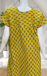 Yellow Flora Pure Cotton Nighty. Pure Durable Cotton | Laces and Frills