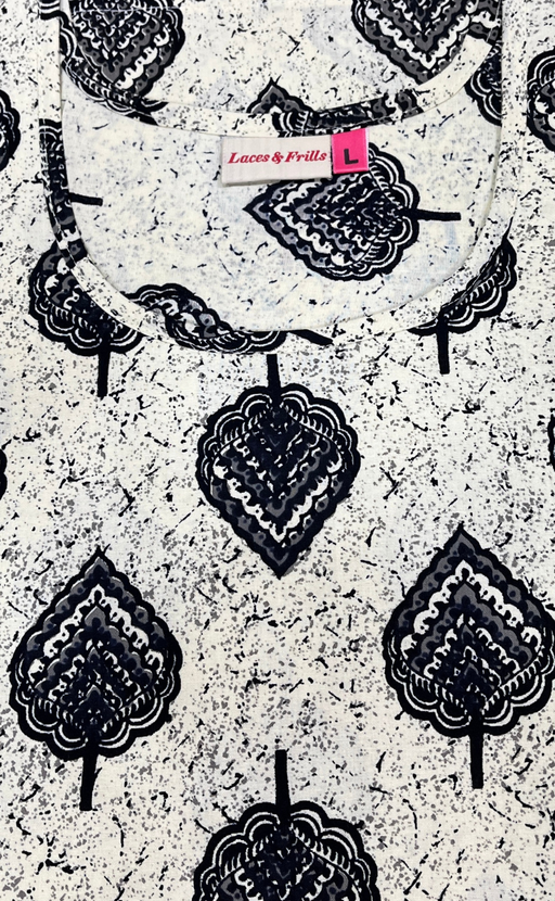 Off White Leafy Pure Cotton Nighty. Pure Durable Cotton | Laces and Frills