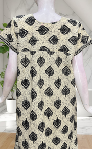 Off White Leafy Pure Cotton Nighty. Pure Durable Cotton | Laces and Frills