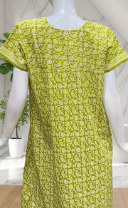 Lime Green Paisley Print Pure Cotton Nighty. Pure Durable Cotton | Laces and Frills