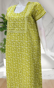 Lime Green Paisley Print Pure Cotton Nighty. Pure Durable Cotton | Laces and Frills