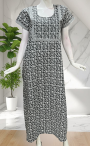 Grey Paisley Print Pure Cotton Nighty. Pure Durable Cotton | Laces and Frills