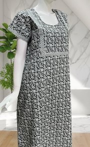 Grey Paisley Print Pure Cotton Nighty. Pure Durable Cotton | Laces and Frills