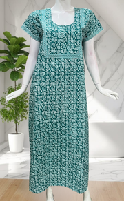 Sea Green Paisley Print Pure Cotton Nighty. Pure Durable Cotton | Laces and Frills