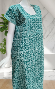 Sea Green Paisley Print Pure Cotton Nighty. Pure Durable Cotton | Laces and Frills