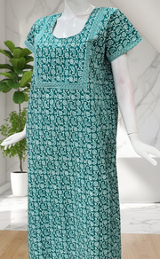 Sea Green Paisley Print Pure Cotton Nighty. Pure Durable Cotton | Laces and Frills