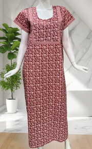 Maroon Paisley Print Pure Cotton Nighty. Pure Durable Cotton | Laces and Frills