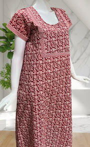 Maroon Paisley Print Pure Cotton Nighty. Pure Durable Cotton | Laces and Frills