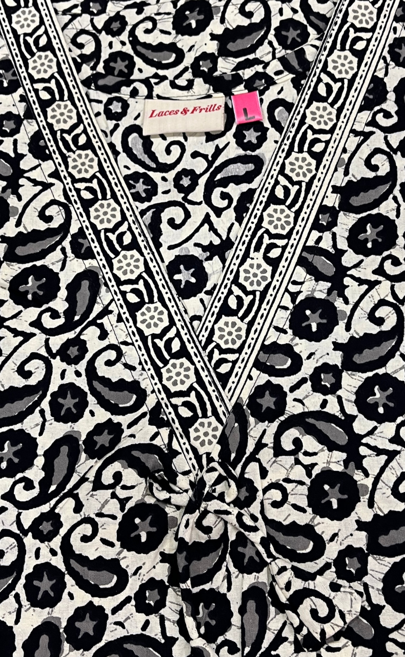 Off White Paisley Print Pure Cotton Nighty. Pure Durable Cotton | Laces and Frills
