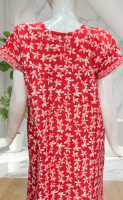 Peach Leafy Pure Cotton Nighty. Pure Durable Cotton | Laces and Frills