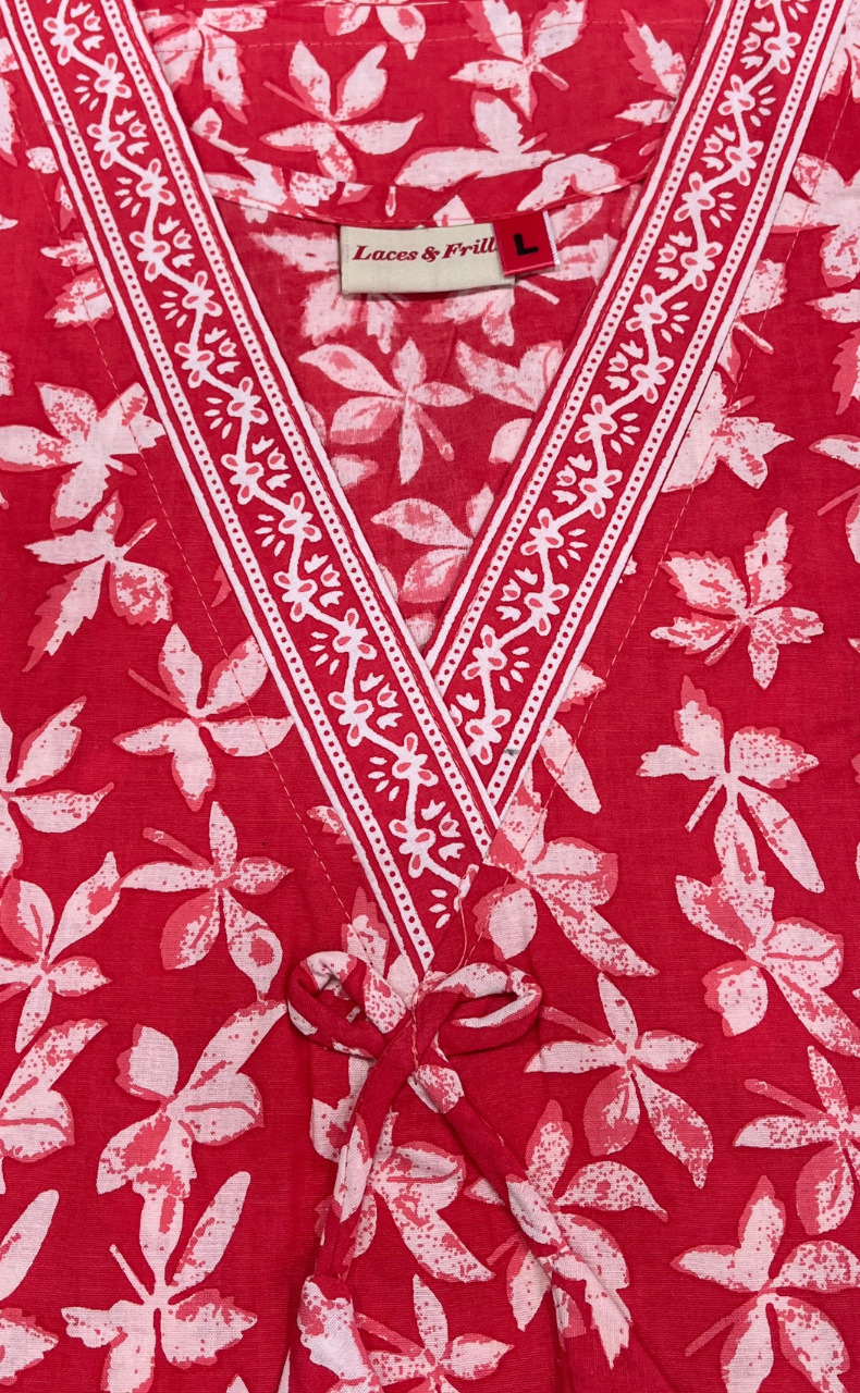 Peach Leafy Pure Cotton Nighty. Pure Durable Cotton | Laces and Frills