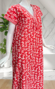 Peach Leafy Pure Cotton Nighty. Pure Durable Cotton | Laces and Frills