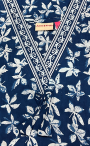 Blue Leafy Pure Cotton Nighty. Pure Durable Cotton | Laces and Frills