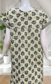 Off White Leafy Pure Cotton Nighty. Pure Durable Cotton | Laces and Frills
