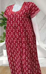 Red Paisley Print Pure Cotton Nighty. Pure Durable Cotton | Laces and Frills