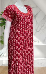 Red Paisley Print Pure Cotton Nighty. Pure Durable Cotton | Laces and Frills