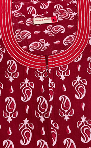 Red Paisley Print Pure Cotton Nighty. Pure Durable Cotton | Laces and Frills